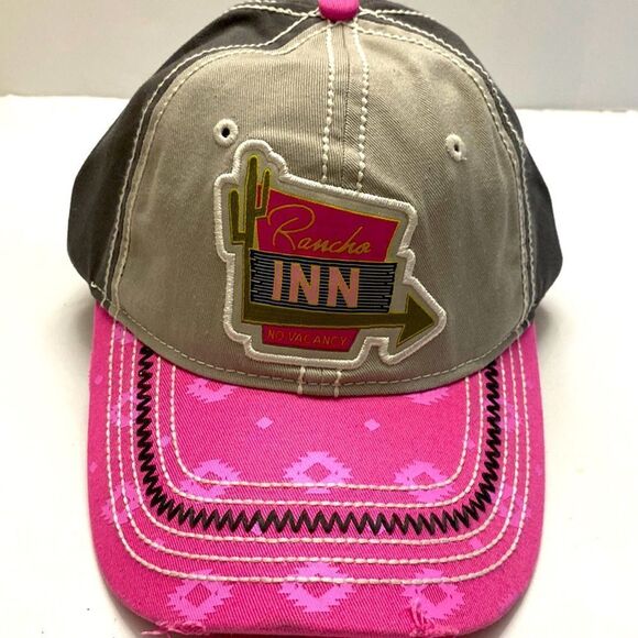 Ranch inn no vacancy patch pink light gray canvas front dark gray back brand new - Picture 1 of 4